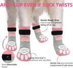 PUPTECK Anti Slip Dog Socks with Double Grippers for Hardwood Floors, Shoes for Hot/Cold Pavement, Boots & Paws Protectors to Prevent Licking, Traction Booties for Senior Small Large Dogs