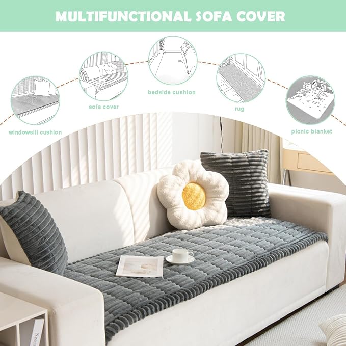 ZQFFB Couch Cover for Dogs Washable Non-Slip Pet Friendly Sofa Protector | Multiple Sizes Dog Blanket Fit Sectional Sofas & Loveseats, Prevents Pet Hair, Scratches & Stains