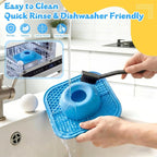 Slow Feeder Dog Bowls & Lick Mat for Liquid and Thick Treat, Anti-Slip Dog Lick Bowl with Interactive Rolling Ball, 5/6 Cup Pup Licking Toy for Large Medium Small Dogs and Cats-Large Blue