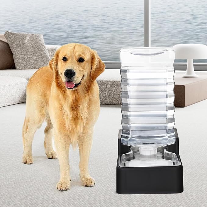 RIZZARI 10L Automatic Dog Water Dispenser with 304 Stainless Steel Bowl | Gravity-Fed Refill,Spill-Resistant,Detachable for Cleaning,Stable Anti-Tip Base,Food-Grade Materials,for Daily Hydration