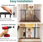 Cumbor 30-54" Extra Wide Baby Gate for Stairs & Auto Close Dog Gate Black | Dual Lock Easy Install Pet Gate for Doorways, Hallways & Kitchen, Pressure Mounted, Easy Walk Thru Safety Proofing