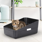 Sfozstra Small Cat Litter Box: Leak Resistant Removable Tray Modern Style | Cats Under 8 lbs/ Anti Tracking Pedal / Easy Cleaning / Apartment Friendly/ Minimalist Black Look