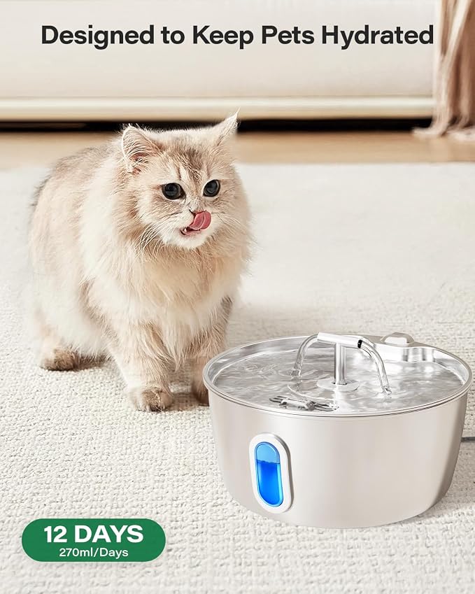 DIANU Official Replacement Filters for 108 oz/3.2 L Cat Fountain (9 Pack) | Includes 9 Filters and 9 Pre-Filter Sponges, with Multi-Stage Filtration to Help Keep Water Fresh