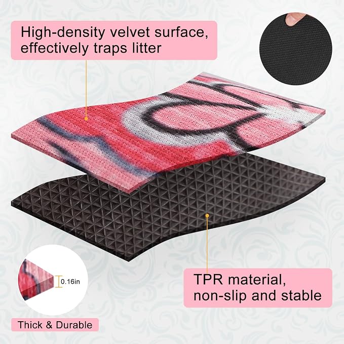 BEAUTYZOO Cat Litter Mat Litter Trapping Mat, 28"x 36" Large Litter Box Mat, Waterproof Kitty Litter Mat, Non-Slip Litter Rug Mats Pads for Floor Scatter Control, Soft on Paws & Easy to Clean, Pink
