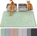 Large Cat Litter Mat 31.5x23.6" High Raised Edge Silicone, Sage Green | Galaxy pattern; waterproof floor guard; non-slip base; BPA-free; easy-rinse surface; scatter control; soft on paws