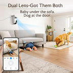 JOOAN 2K Dual Lens Indoor Outdoor Security Camera, 5GHz/2.4GHz WiFi, PTZ Auto Tracking, Motion Detection, 2-Way Audio, IP66 Waterproof, for Baby/Dog/Cat/Elderly, Multi-User Shared
