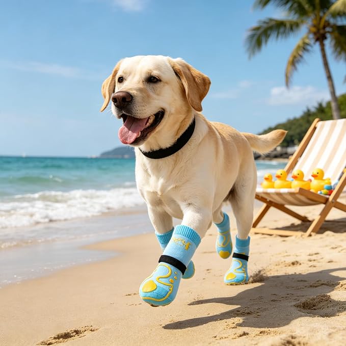 KOOLTAIL Dog Socks Shoes for Hot Pavement to Prevent Licking Paws, Winter Dog Boots&Paw Protector for Hardwood Floors Anti Slip,Traction Control Grip Booties for Small Medium Large Senior Dogs,Blue M