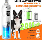 Whisper Quiet Dog Nail Grinder Safe & Stress-Free for Sensitive Dogs Cats | 4 LED Lights,3 Grinding Bits, 3-Speed, Pet Nail Trimmers, Rechargeable Painless Grooming Kit for All Breeds & Sizes