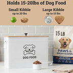 Metal Dog Food Container 15-20 lbs w/ Airtight Bamboo Lid, 70 Cup Capacity | Pet Jar For Dogs up to 100lbs, Airtight Bamboo Lid, Sturdy Comfortable Metal Handle, Powder Coated Iron, Kibble Storage Bin