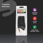 PawZ Rubber Dog Boots for Paws up to 2", 24 Total (2 Packs of 12) - All-Weather Booties for Hot Pavement, Snow, Mud, and Rain - Waterproof, Anti Slip Dog Socks - X-Small, Black