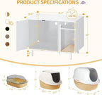 Hzuaneri Cat Litter Box Enclosure, Hidden Litter Box Furniture with Storage | Large Wooden Cabinet with Sisal Mat, Modern Cat Washroom for Living Room, Bedroom, Entryway, White CB01513W