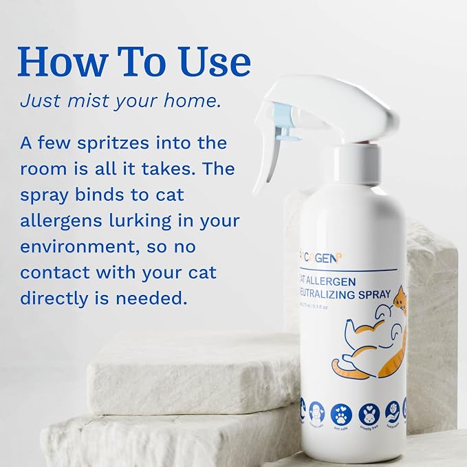 Cat Allergen Neutralizing Spray for Humans | Non-Toxic and Safe, Immediate Results, Easy to Use, and Pet Friendly - A Few Sprays Every 2-3 Days for Relief