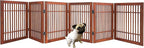 Urnporium Freestanding Wooden Dog Gate Foldable Indoor Pet Gate No Drill Expandable Barrier for Doorways Stairs Hallways Portable Wood Fence for Small Dogs & Puppies (Brown Pet Gate, 6 Panel 24" Tall)