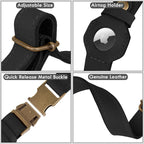 AirTag Dog Collar - Genuine Leather Dog Collar with Apple AirTag Holder and Metal Buckle - Smart GPS Tracking Pet Collars (Black, M, 14"-18" Neck Fit)