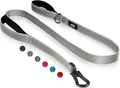 Twoear 6FT 1IN Heavy Duty Dog Leash for Large Dogs with 2 Padded Handles | Traffic Handle Extra Control, Auto Lock Hook, Strong Reflective Walking Leash for Night Safety, Medium and Large Breeds,Grey