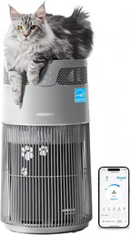 WISESKY Cat Air Purifier with Bite-Resistant Cord & Wide Grille and Tip-Over Protection | Air Purifier for Home with 360° Air Intake for Pet Hair | APP Control | Covers Up to 1644 Sq.Ft
