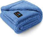 Luciphia Waterproof Blanket for Large Dog, Reversible Sherpa Couch Cover | waterproof pet blanket sherpa fleece reversible couch cover bed protector car from spills scratches, Blue 40" x 28"