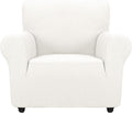 ZNSAYOTX Super Stretch Chair Slipcover Universal Sofa Chair Covers for Living Room Dogs Pet Furniture Protector Spandex Armchair Slipcovers with Anti Slip Foam Sticks (White, Chair)