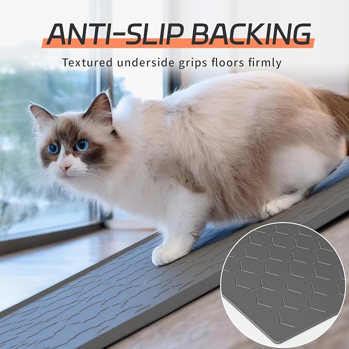 Bulkniu Silicone Cat Litter Mat, 28"X40", Raised Edge Waterproof, Dark Grey | Litter Trapping & Recycling, Easy to Clean, Non-Slip, Durable Safe & Odorless, Paw Friendly