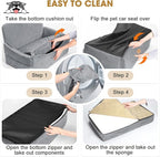 JOEJOY Dog Car Seat for Large Medium Sized Dogs Under 55 lbs, Dog Booster Seat for 2 Small Dogs with Detachable Washable Cover, Memory Foam Pet Car Seat with 2 Safety Belts and Storage Pockets