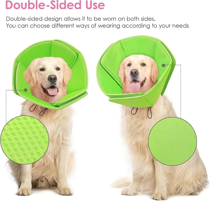 AOFITEE Soft Dog Cone Collar Anti-Licking, Dog Cone Alternative After Surgery, Elizabethan Cones for Large Dogs Post-Surgery, Neuter Recovery Pet Dogs E-Collar(Green,X-Large)