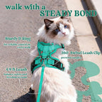 rabbitgoo Cat Harness and Leash Set, Escape Proof Vest, Cherry Grove | Soft Breathable Mesh, Easy Adjustable Fit, Snap Buckles, Sturdy Clip, Reflective Strips, for Average Cats Walks, S
