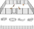Dog Playpen 32 inch 24 Panels Indoor Outdoor Dog Pen for Medium/Small Dogs Heavy Duty Metal Dog Fence Outdoor for Yard, Puppy Playpen with Door Portable Pet Fence for RV Camping Yard