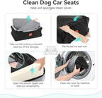 XIEEAOZEE Dog Car Seat for Large/Medium Dogs Up to 55 lbs, Soft Fabric Car Dog Bed Filling Memory Foam, Removable and Washable Pet Booster Carseat with 2 Safety Leashes, Thick Cushion (Black/Gray)