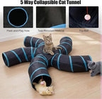 Bemodst Cat Tunnel for Indoor Cats, 5 Way Cat Tubes and Tunnels Collapsible S-Shape Small Animal Tubes Kitty Tunnels Interactive Maze Cat Toy for Kitten Rabbit Ferret - 5 Way