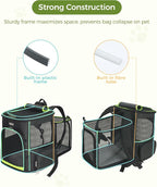 BAGLHER Expandable Cat Carrier Backpacks, Retractable Pet Carrier Backpack for Small Dogs & Cats with Breathable Mesh, Travel Bag Up to 18 Lbs for Hiking Camping Outdoor - Black