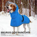 BRKURLEG Dog Raincoat, Waterproof Rain Jacket with Clear Hood for Small Medium and Large Dogs, Adjustable Reflective Pet Rain Coat Poncho with Leash Hole, Blue L
