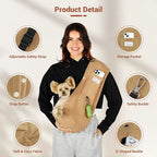 Cat Sling Carrier, Hands-Free Pet Sling for Small Dogs & Cats | Ultra-soft polar fleece, machine washable, fits 3-14 lbs, Perfect for indoor snuggling & outdoor walks, Large, Khaki