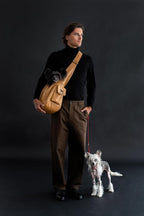 Noah & Paw Dog Sling Carrier for Small Dogs 5-18lb, Dog Sling for Small Dogs and Cats, Dog Carrier with Adjustable Padded Strap, Vegan Leather Lined with Fur, Double Safety Feature, Machine Washable