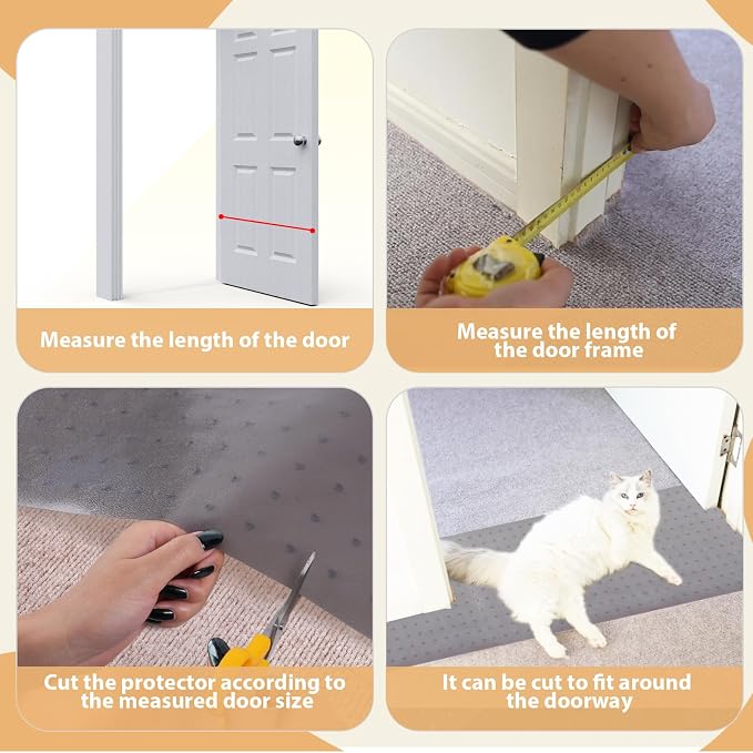 Carpet Protector for Pets Cat Carpet Protector for Doorway, Anti Scratch Under Door Cat Scratch Protector Mat, Plastic Rug Runner Easy to Cut Plastic Stopper (Light Grey, 3.6FT)