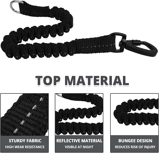 jenico Long Dog Leash 50FT: Heavy Duty Rope Leashes for Dogs Training with Swivel Lockable Hook Reflective Threads Bungee and Padded Handle - Dog Lead for Large Small Medium Dogs Outside Walking