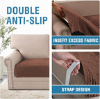 H.VERSAILTEX Plush Chenille Dog Bed Cover Thick Soft Sofa Cover for 3 Cushion Couch Anti Slip Couch Cover Furniture Protector for Dog, Pet, Cat (35" x 82", Caramel)