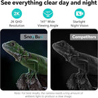 3MP 2K AI Reptile Aquarium Camera, Close-Focus Lens for Fish Tank Terrarium | Angle Magnetic Mount, Dual-Band Wi-Fi 2.4 GHz/5 GHz, 24/7 Recording, Anti-Glare and No Reflection, for Lizards and Snakes