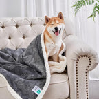 Dog Blankets for Small Dogs - Waterproof Cat Blanket Washable - Sherpa Fleece Puppy Blanket, Soft Plush Reversible Throw Protector for Bed Couch Car Sofa, 30"X40", Dark Grey