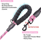 BEAUTYZOO Heavy Duty Rope Dog Leash 3 Pack, 6FT Nylon Pet Leash with Reflective Thread, Soft Padded Handle Thick Lead Strong Dog Leashes for Large Medium Dogs Small Puppy Training 6'*1/2 inch