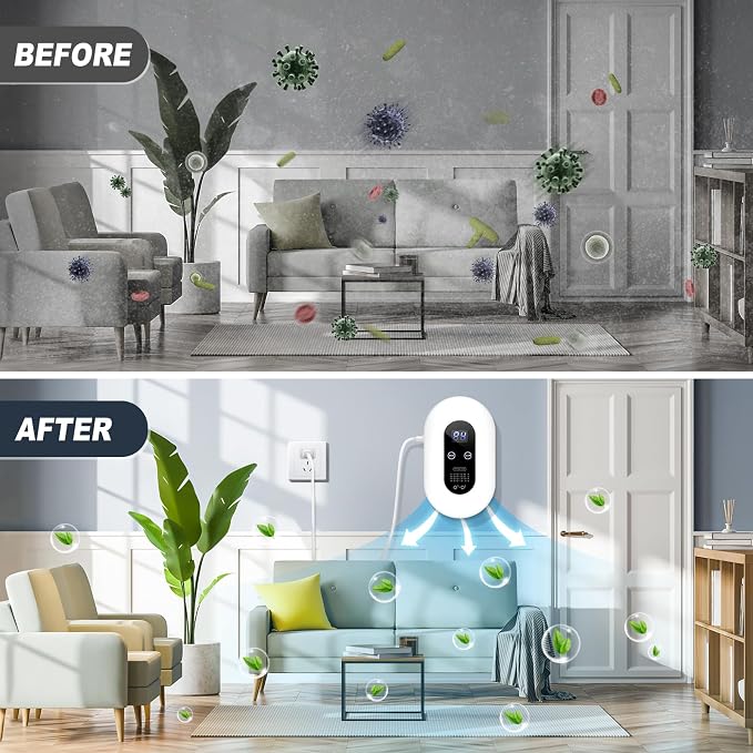 Ozone Odor Eliminator for Strong Odor 99% Cat Litter Deodorizer Dog Poof | Odor Removal Air Ionizers Home Plug-in Air Purifier for Bedroom, Toilet, Kitchen, Pets, Smoke, Formaldehyde Air Freshener