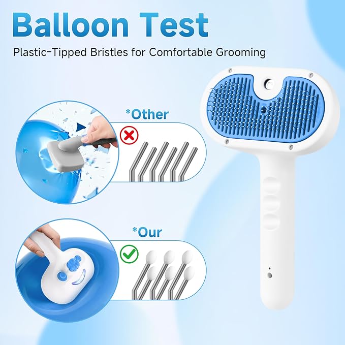 Pet Steam Brush for Dogs & Cats, 3-in-1 Shedding Grooming Tool | Self Cleaning Spray Comb with Mist, Dog Brush for Shedding, Cat Brush for Hair Removal, Long Haired Pet, Waterless Shampoo