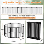 199" Extra Wide Baby Gate, Play Yard Child Safety Gate, Dog Gates with Auto-Close Door, Double Locking System for The House Doorways, Fireplace, Kitchen, 8-Panels, 30" Tall