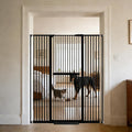 Lumizone 61.02" Extra Tall Pet Gate for Cat Dog 30.12"-59.24" Wide Black | Extra Tall Cat Gate for Doorway Hallway Stairs Pressure Mounted 1.37" Gap No Drilling Auto-Close Dual-Lock