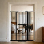 Lumizone 61.02" Extra Tall Pet Gate for Cat Dog 30.12"-59.24" Wide Black | Extra Tall Cat Gate for Doorway Hallway Stairs Pressure Mounted 1.37" Gap No Drilling Auto-Close Dual-Lock