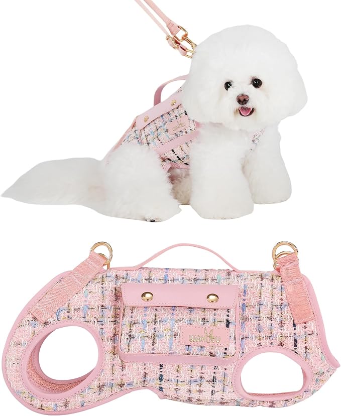 Wakytu Dog Lift Harness Dog Carrier Sling for Small Dogs & Cats,S | stylish puppy sling carrier with handle & pocket,adjustable leash,walking & travel