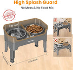 URPOWER Elevated Dog Bowls, 3-in-1 Double Deck Raised Dog Bowl Stand | 4 Height Adjustable Raised Stand with 2 Stainless Steel Food Bowls & Licking Plate for Small, Medium & Large Dogs