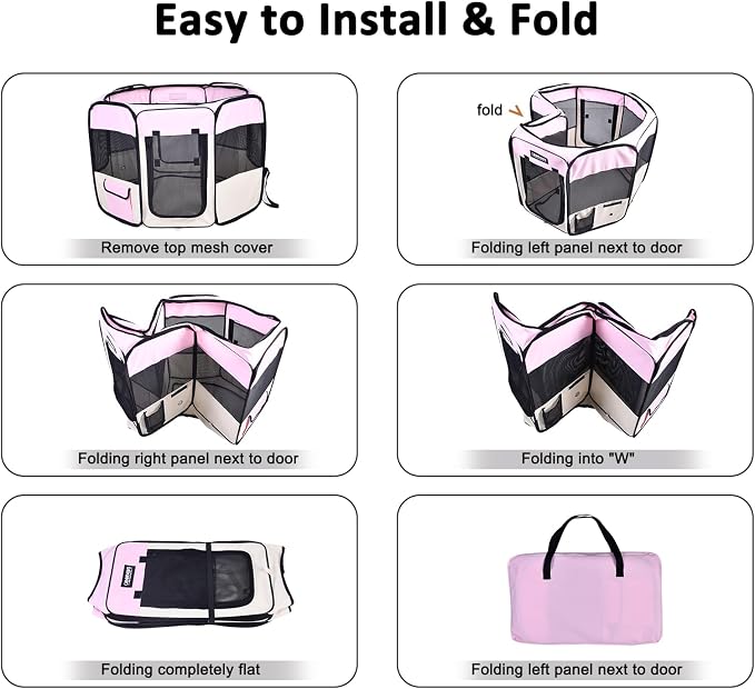 JESPET Pet Dog Playpens 36", 45" & 61" Portable Soft Dog Exercise Pen Kennel with Carry Bag for Puppy Cats Kittens Rabbits, Indoor/Outdoor Use