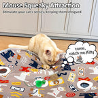 Cat Toys for Indoor Cats, Interactive Ball & 9 Holes Play Mat, Hide-n-Seek Exercise Game, Automatic Ball in Pouch, Mouse Squeaky Stimulating Toy, Motion Activated Kitten Enrichment Toys