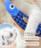 Interactive Cat Toys with[5000mg Premium A+Catnip &Silvervine][Baby Grade] Soft Chew Kicker Cat Toys for Indoor Cats & Kittens, Crinkle &Rattle Fish Sound Toy, Drives Bored Cats Crazy with Fun,3 Pack