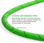 Nylon Rope Dog Leash, Green, 5 FT - 3/5" | Reflective, Handmade Braided, Heavy Duty, For Medium Large Dogs